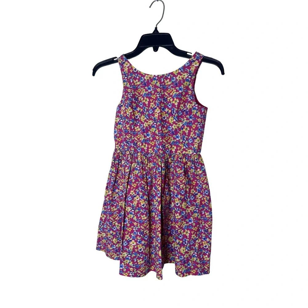 Polo Ralph Lauren Dress Girls 8‎ Pink Floral Sleeveless Fit & Flare Lined Summer